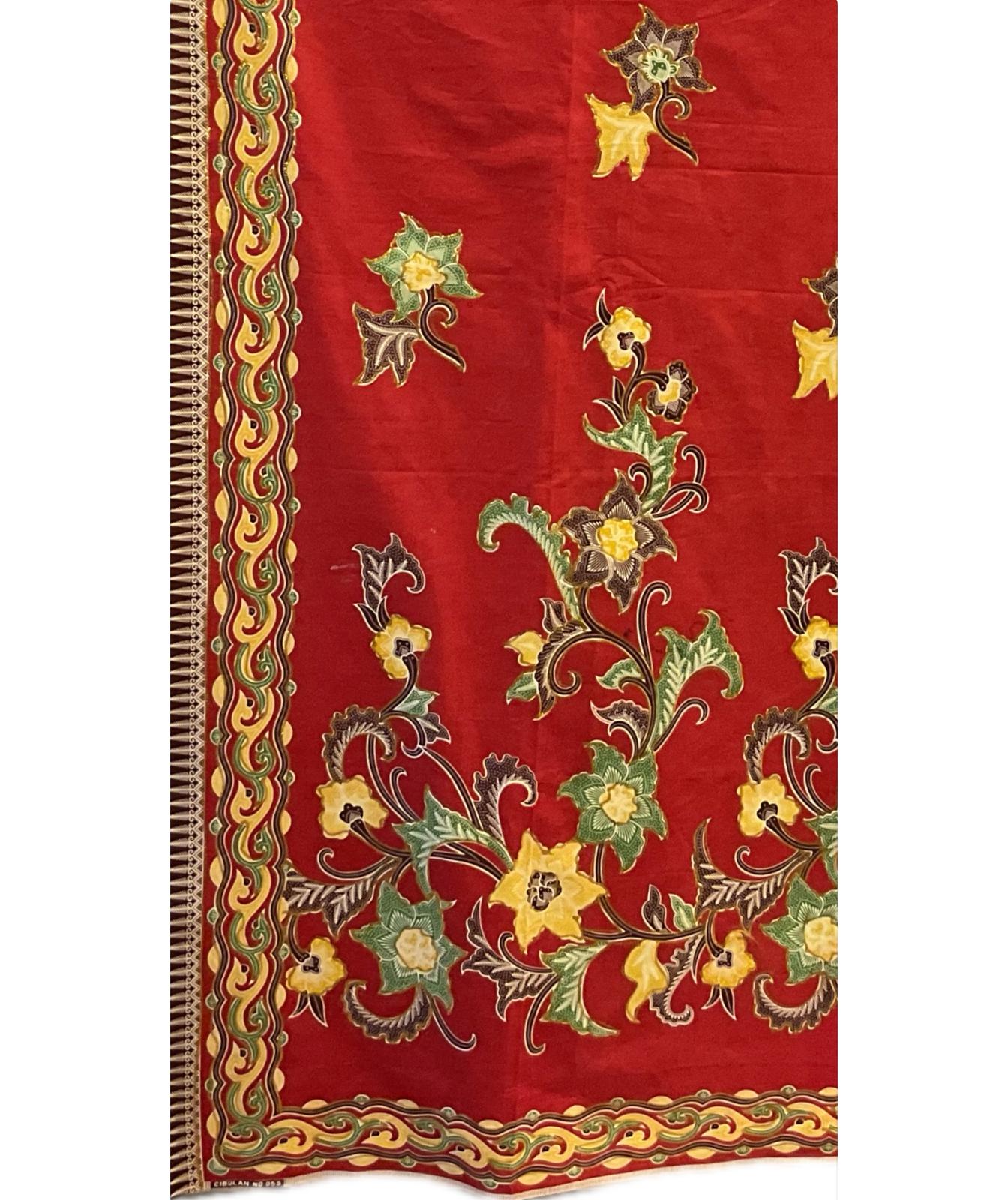 Hand Draw Batik Fabric HDBF-2M-RED-8012