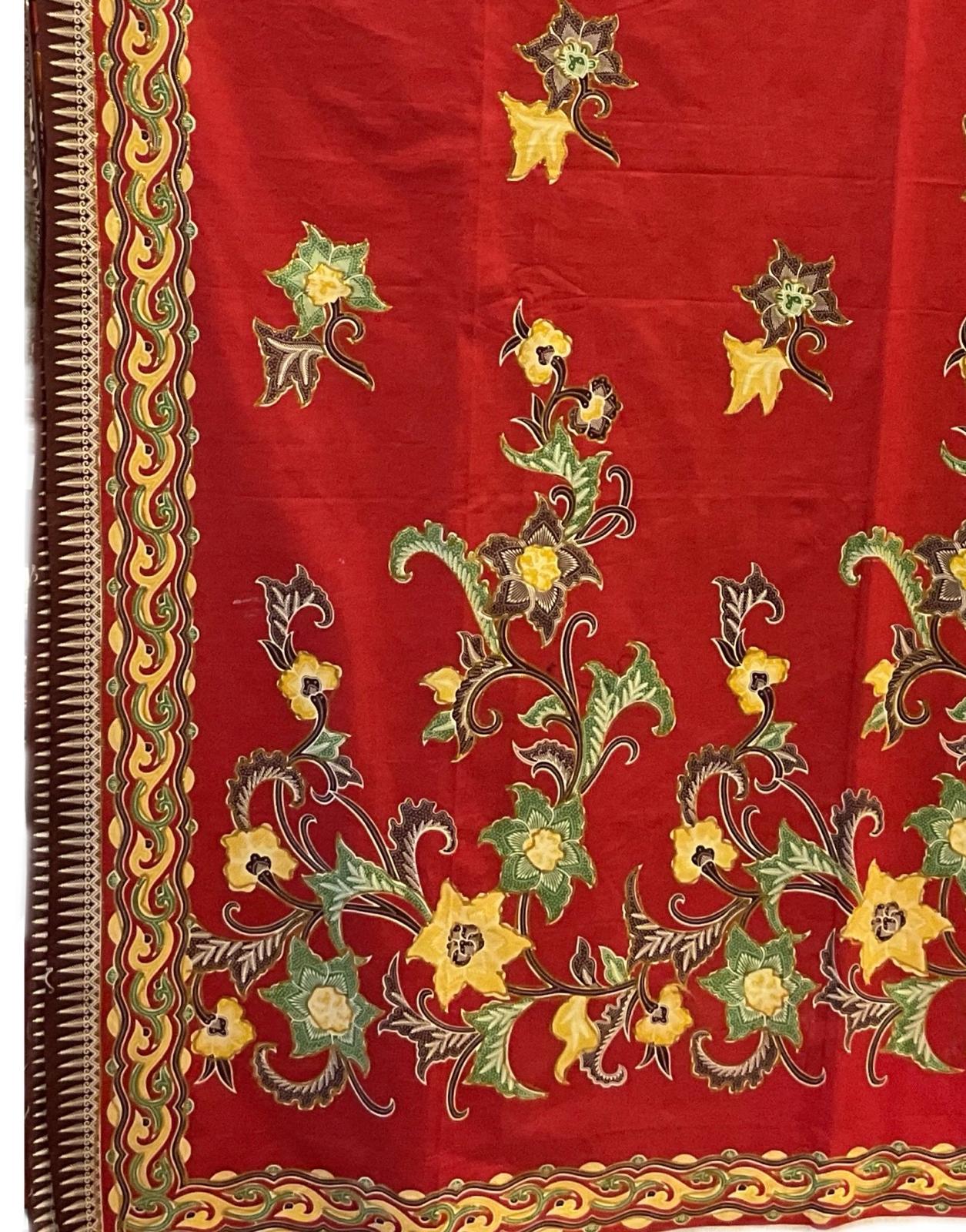 Hand Draw Batik Fabric HDBF-2M-RED-8012