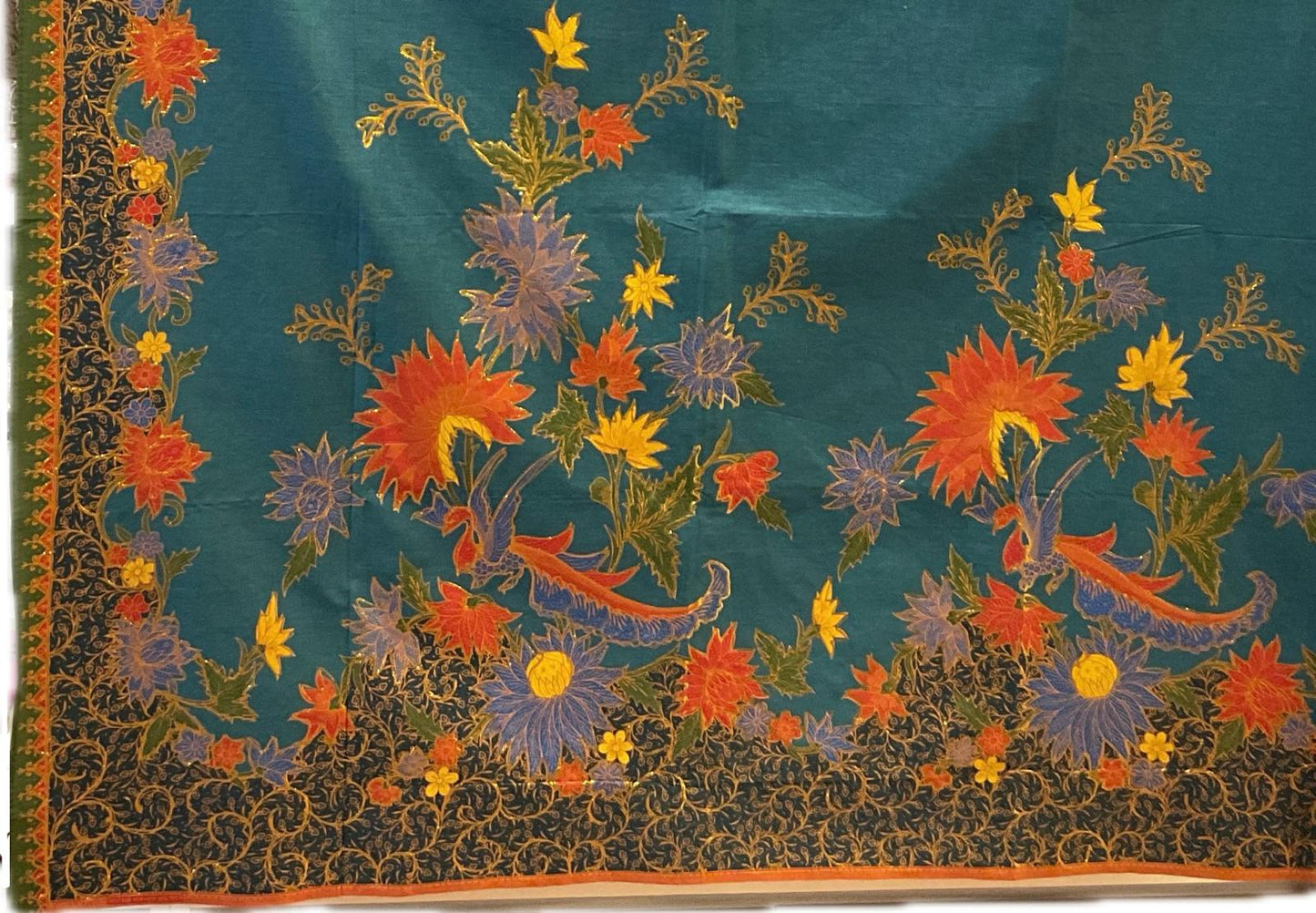 Hand Draw Batik Fabric HDBF-2M-TURQUOISE-8013