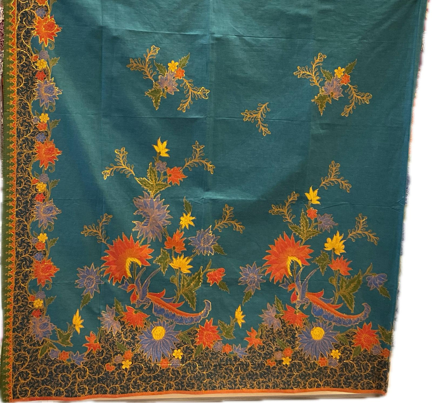 Hand Draw Batik Fabric HDBF-2M-TURQUOISE-8013
