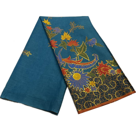 Hand Draw Batik Fabric HDBF-2M-TURQUOISE-8013
