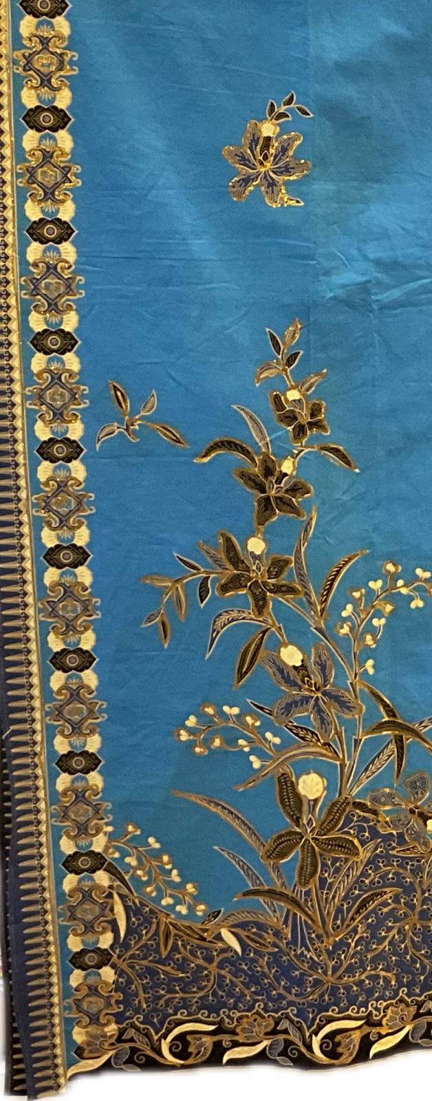 Hand Draw Batik Fabric HDBF-2M-BLUE-8014