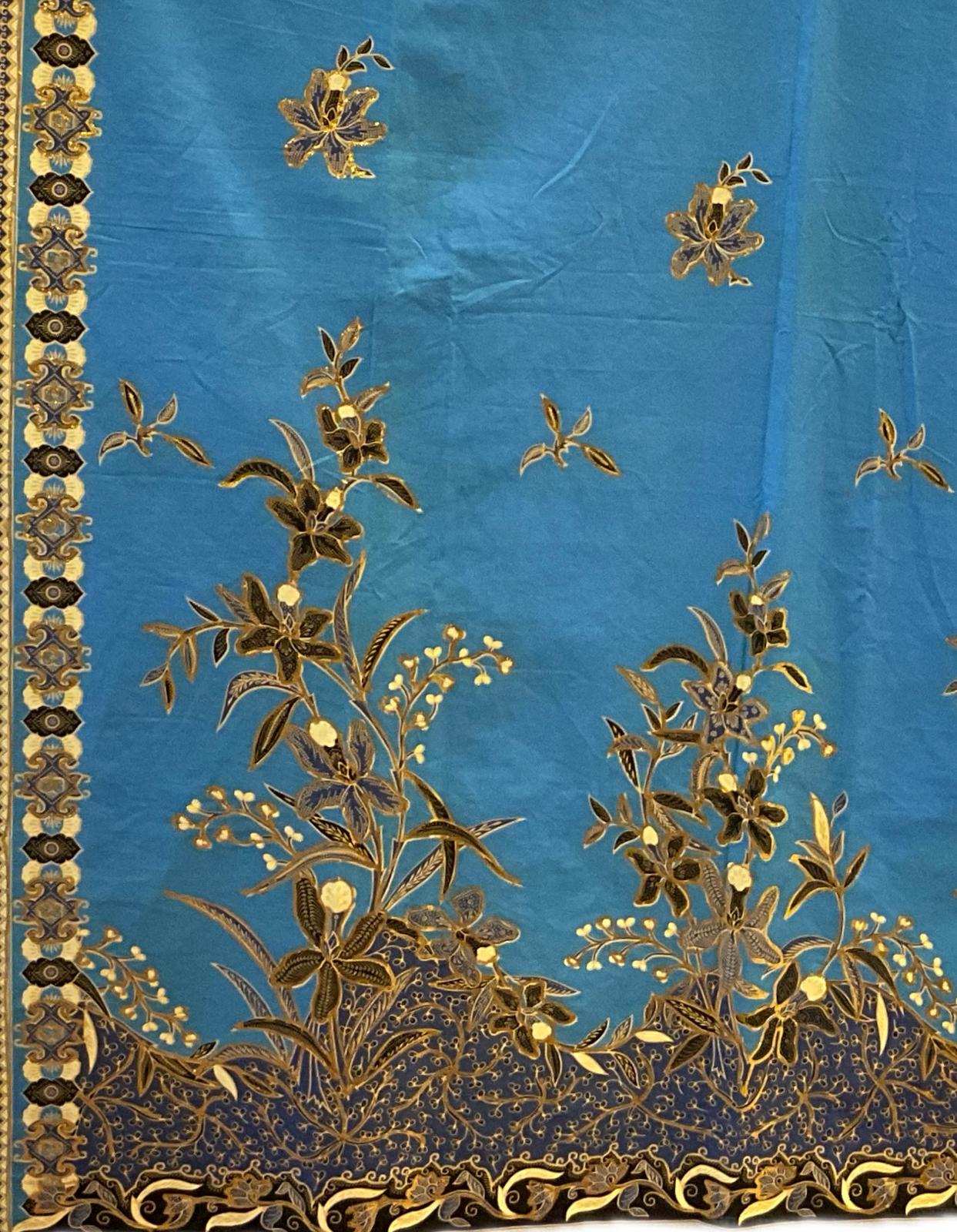 Hand Draw Batik Fabric HDBF-2M-BLUE-8014