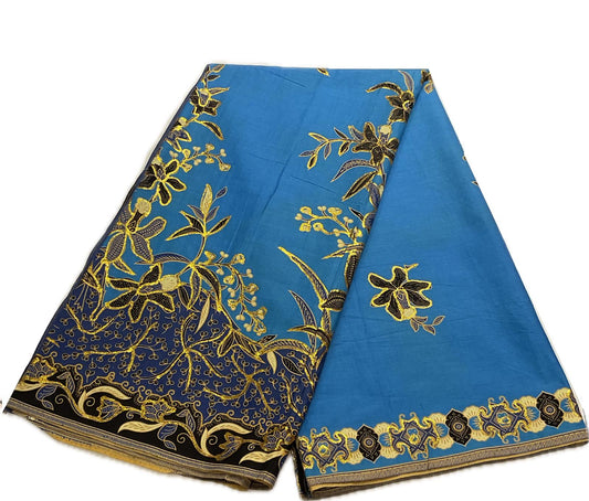 Hand Draw Batik Fabric HDBF-2M-BLUE-8014