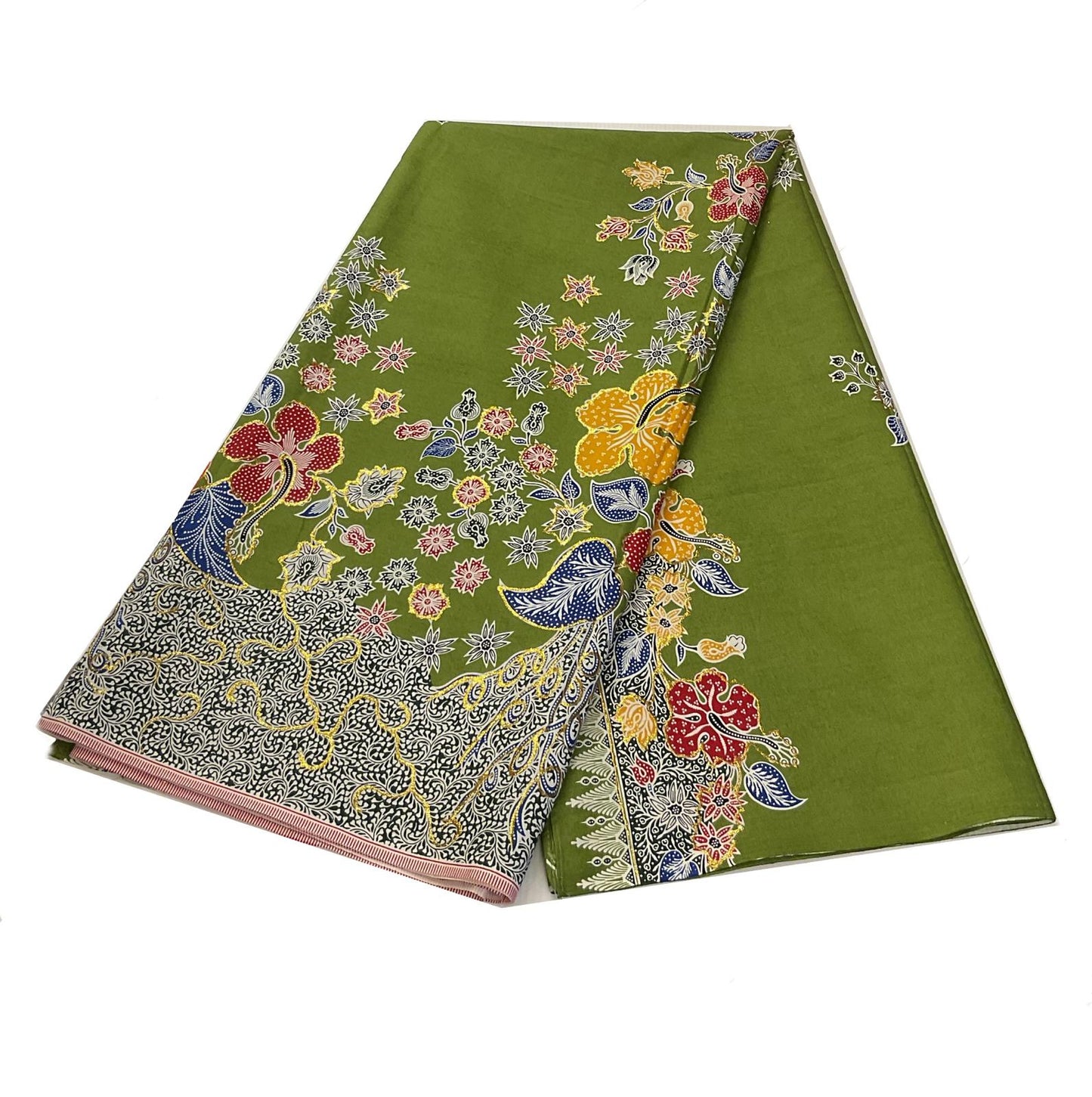 Hand Draw Batik Fabric HDBF-2M-GREEN-8016