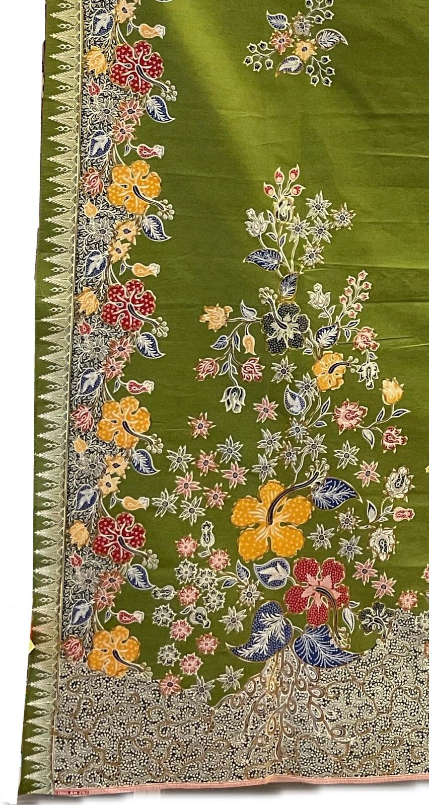 Hand Draw Batik Fabric HDBF-2M-GREEN-8016