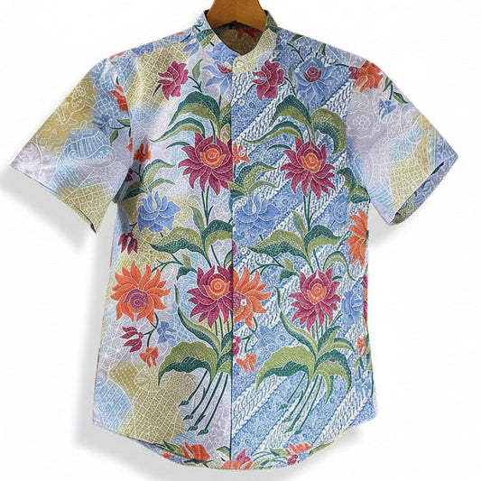 Mens Batik Top MBT-L-BLUE-22010