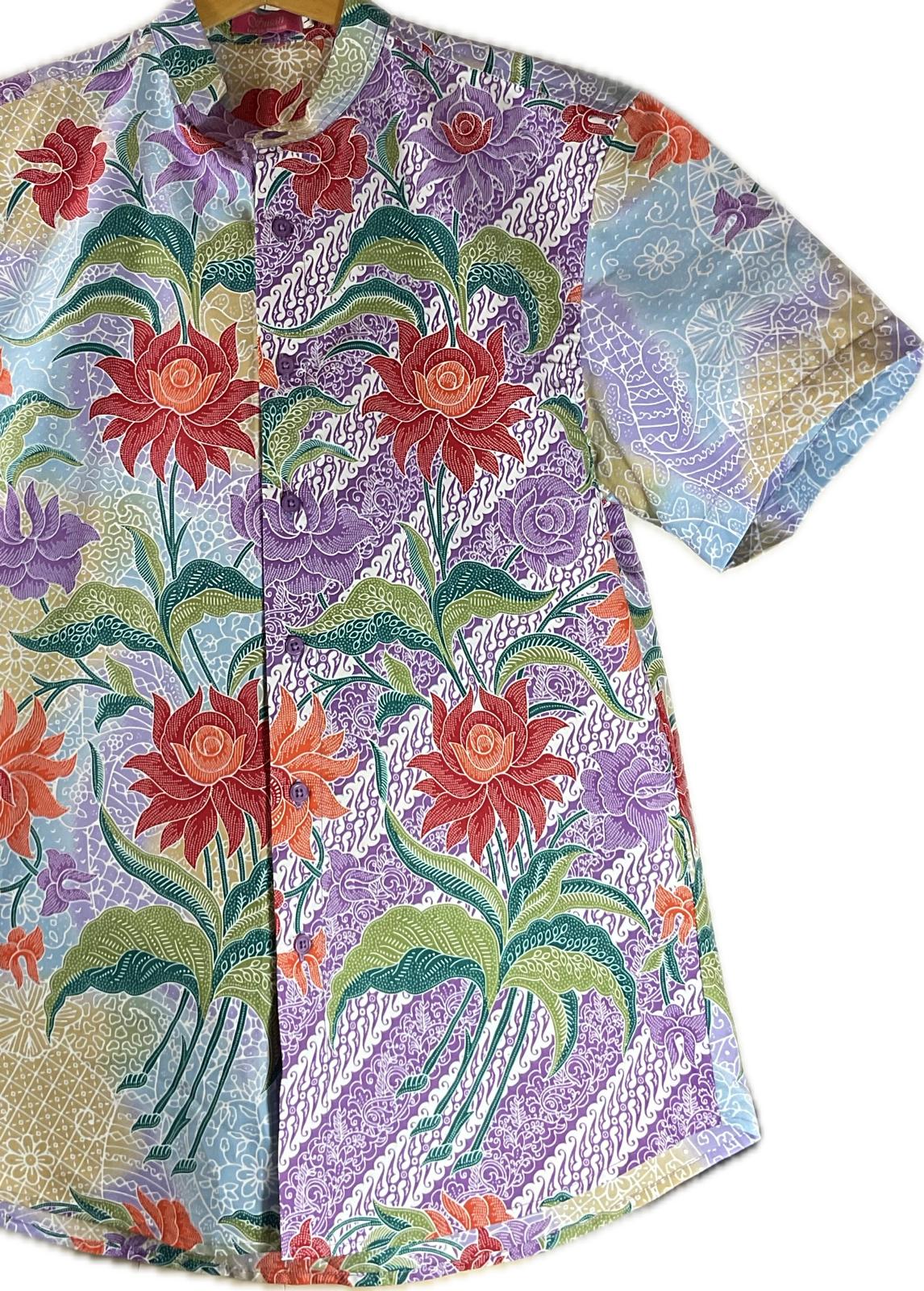 Mens Batik Top MBT-L-PURPLE-22011