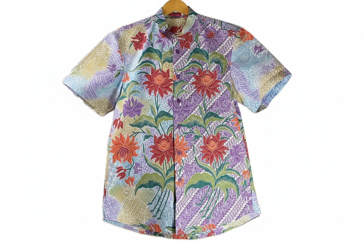 Mens Batik Top MBT-L-PURPLE-22011