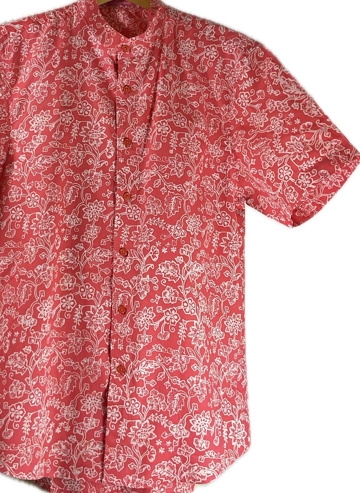 Mens Batik Top MBT-L-ORANGE-22013