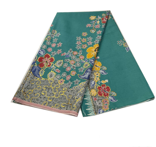 Hand Draw Batik Fabric HDBF-2M-TURQUOISE-8017