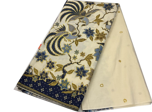 Hand Draw Batik Fabric HDBF-2M-WHITE-8020