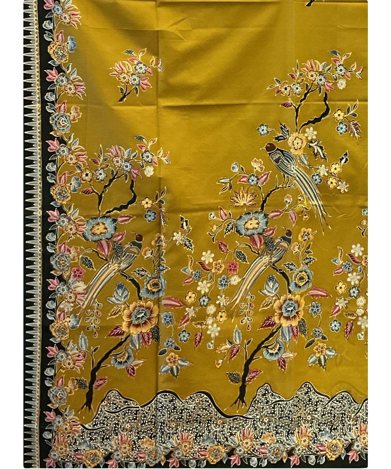 Hand Draw Batik Fabric HDBF-2M-YELLOW-8018