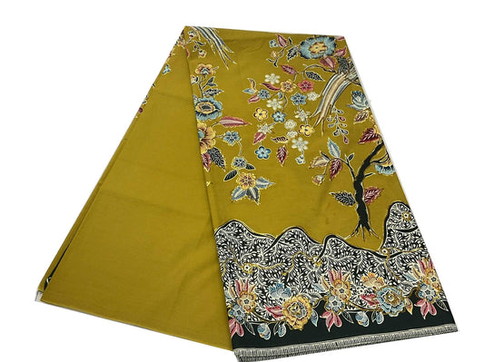 Hand Draw Batik Fabric HDBF-2M-YELLOW-8018