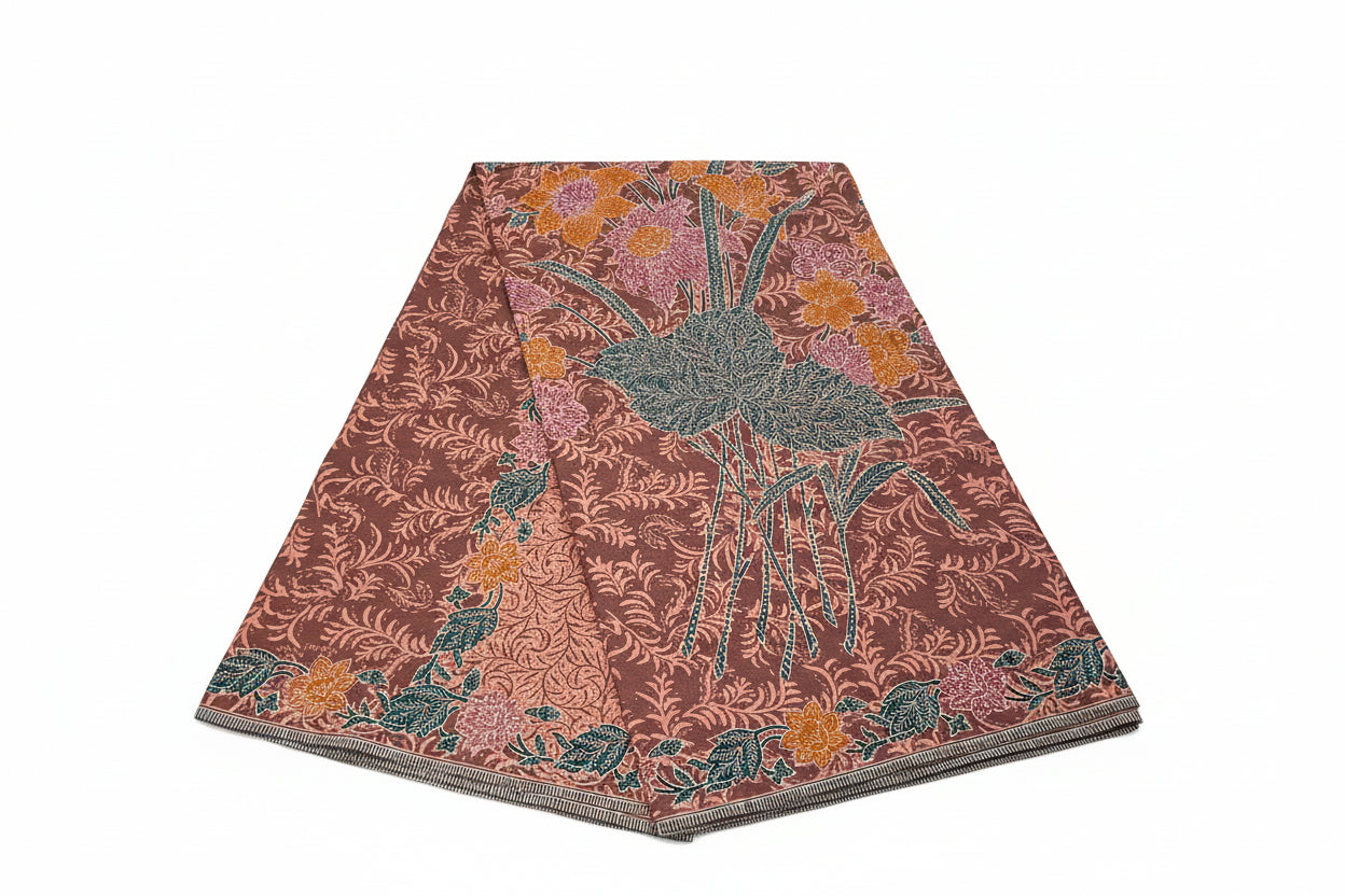 Handstamp Batik Fabric HSBF-2M-BROWN-9003