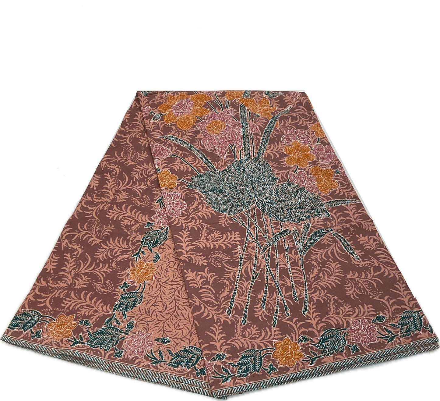 Handstamp Batik Fabric HSBF-2M-BROWN-90130