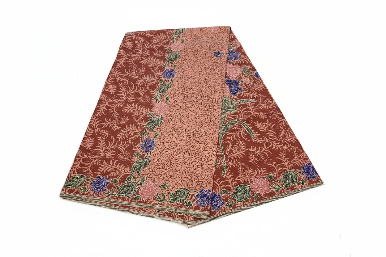 Handstamp Batik Fabric HSBF-2M-BROWN-9004