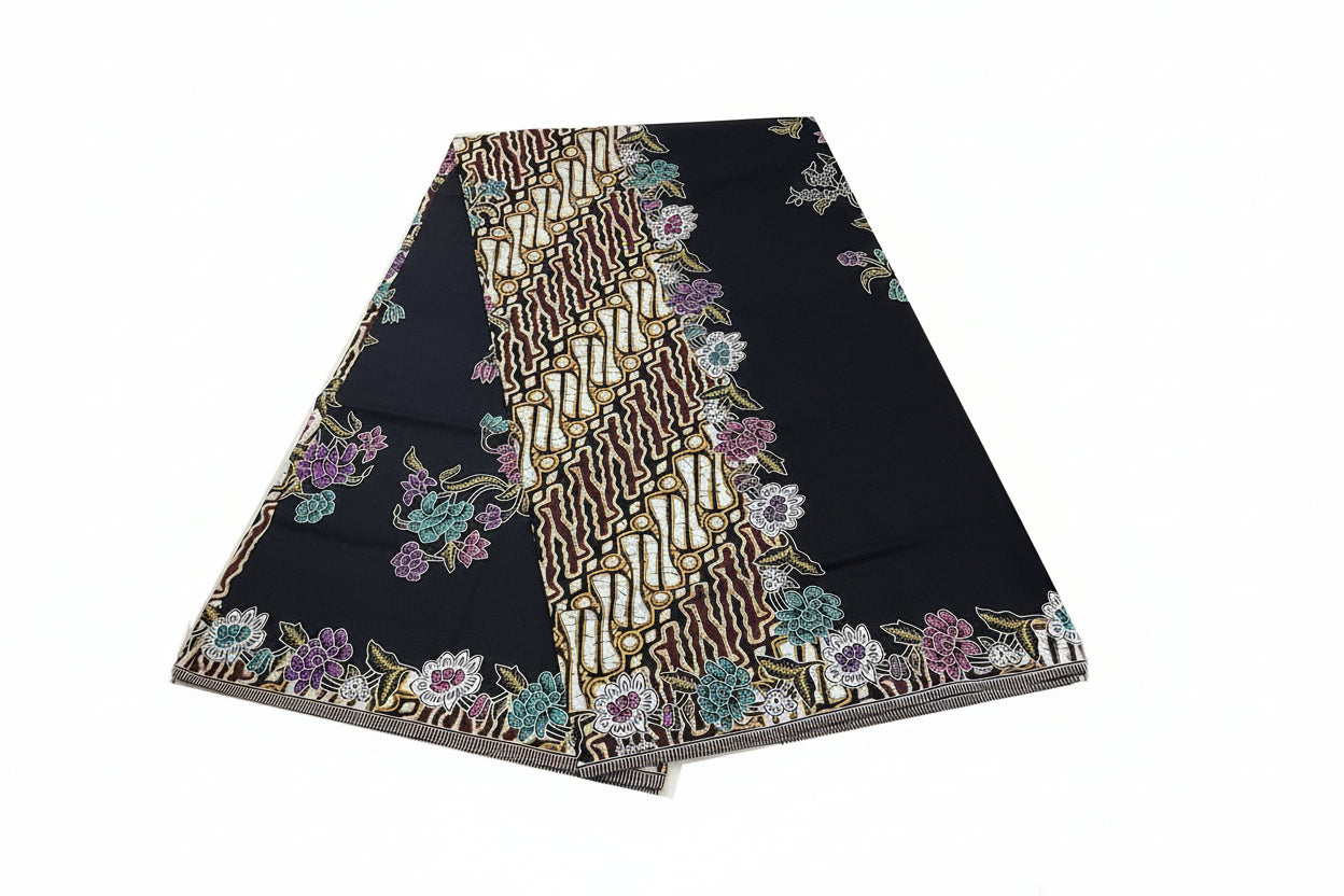 Handstamp Batik Fabric HSBF-2M-BLACK-9006