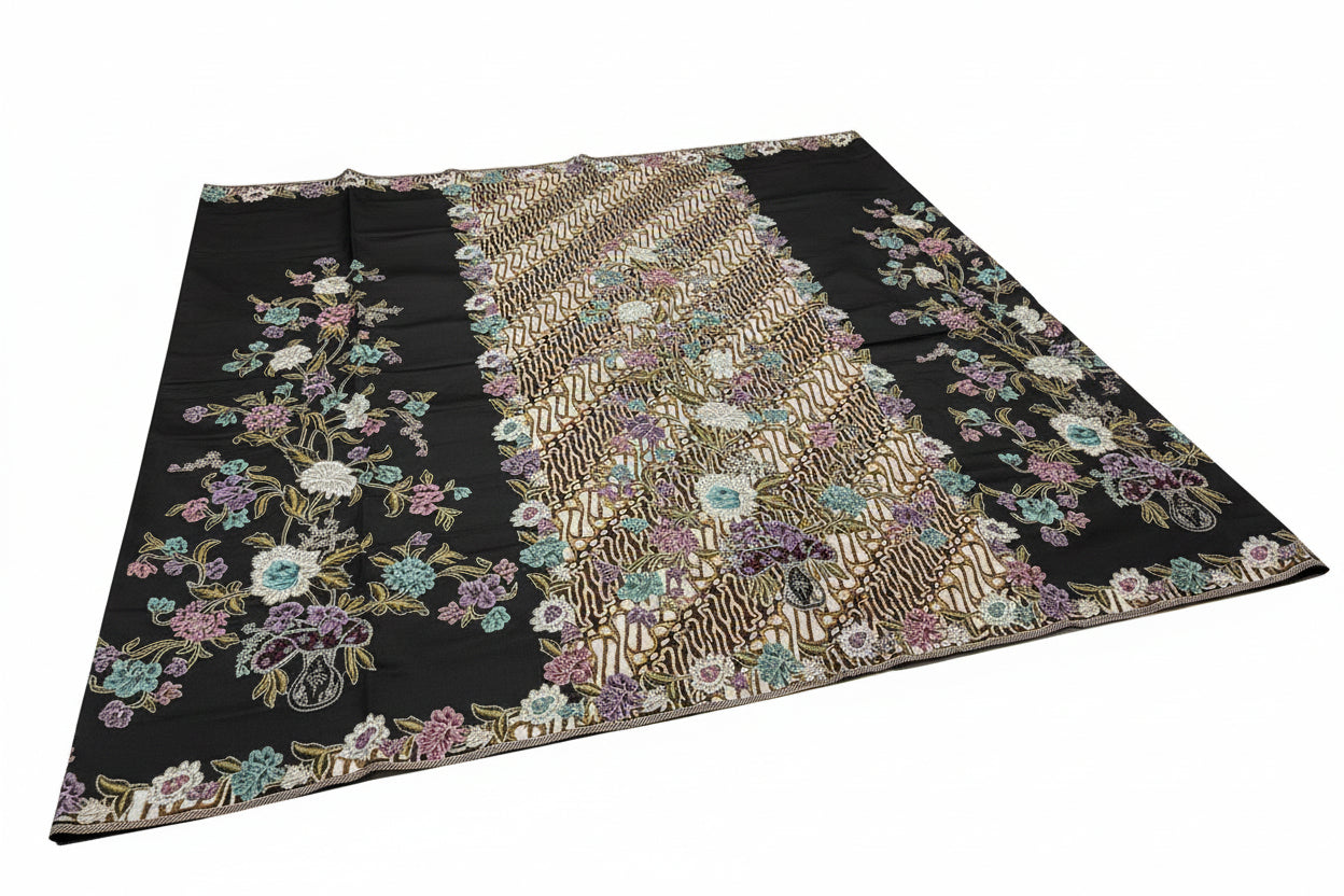 Handstamp Batik Fabric HSBF-2M-BLACK-9006