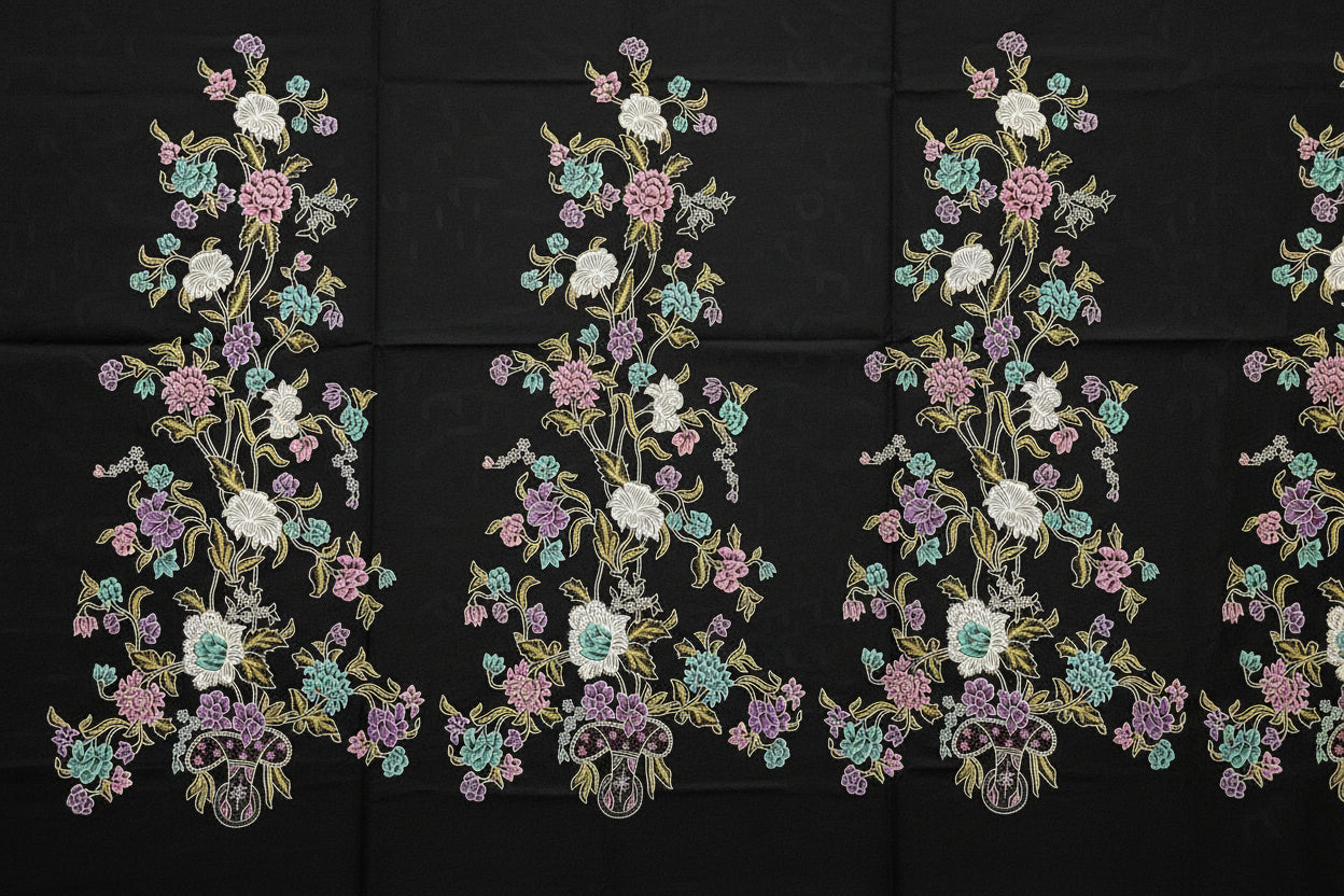 Handstamp Batik Fabric HSBF-2M-BLACK-9006