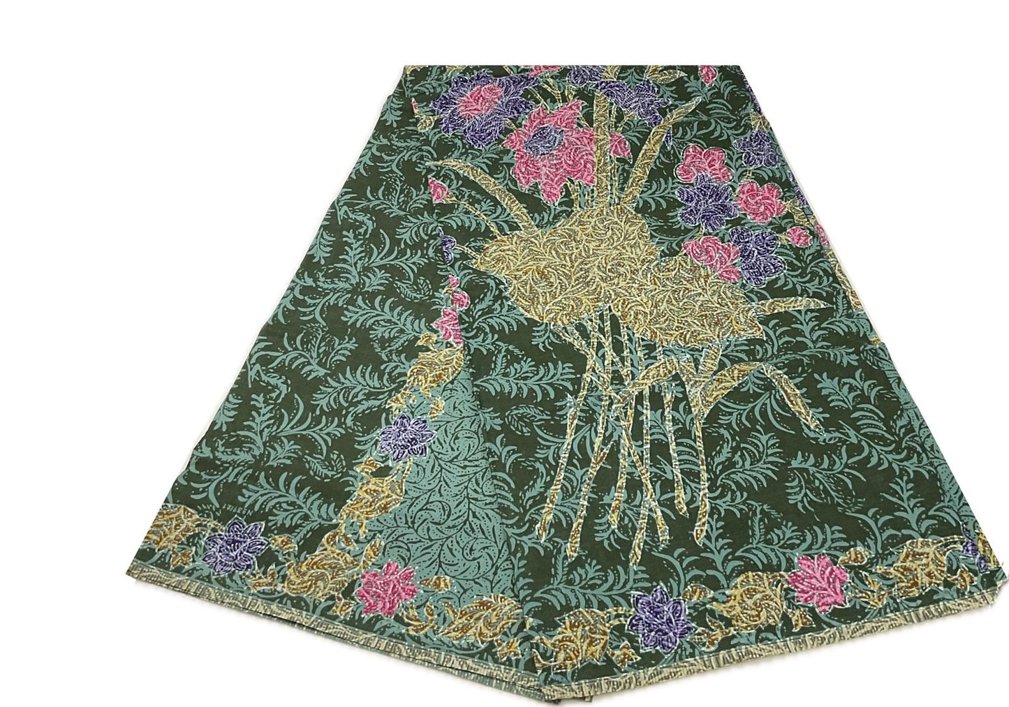 Handstamp Batik Fabric HSBF-2M-GREEN-9012