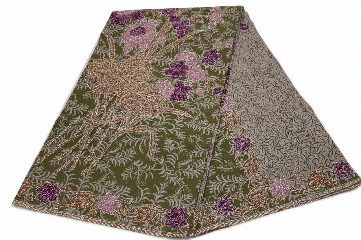 Handstamp Batik Fabric HSBF-2M-GREEN-9015