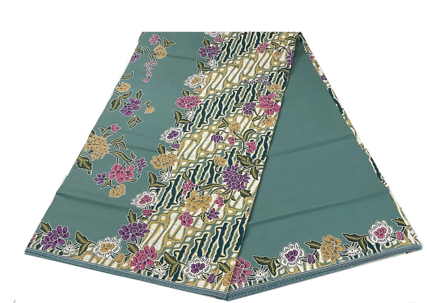 Handstamp Batik Fabric HSBF-2M-GREEN-9071