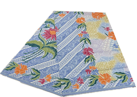 Handstamp Batik Fabric HSBF-2M-BLUE-90102