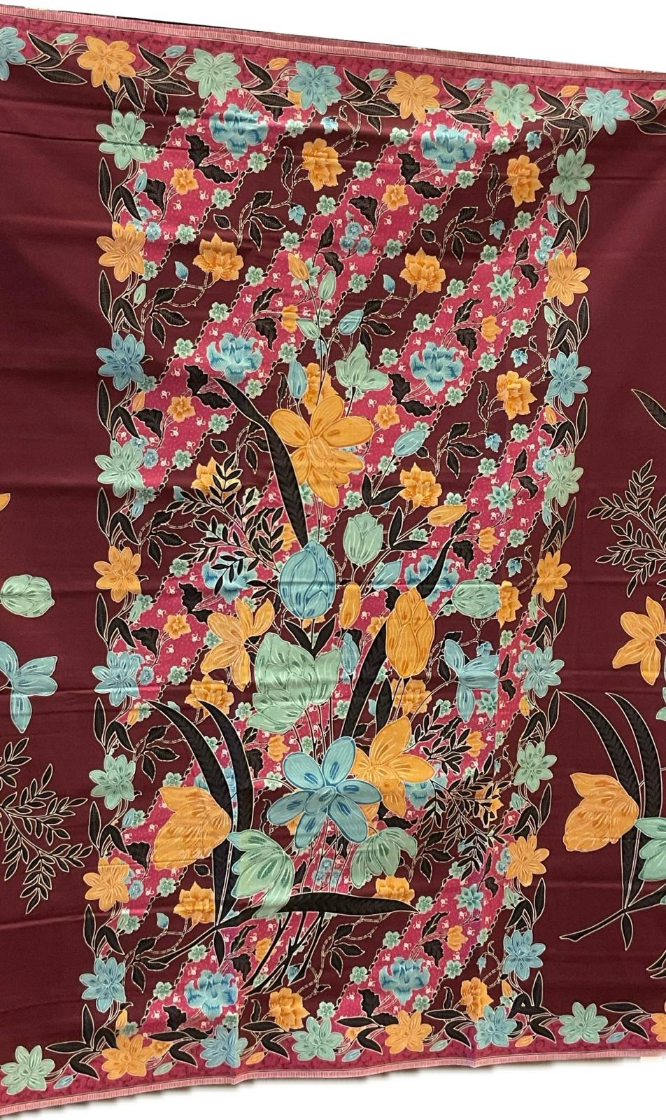 Handstamp Batik Fabric HSBF-2M-MAROON-9065