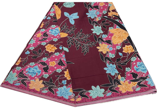 Handstamp Batik Fabric HSBF-2M-MAROON-9065