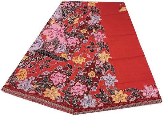 Handstamp Batik Fabric HSBF-2M-RED-9074