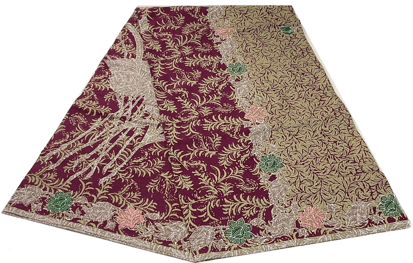 Handstamp Batik Fabric HSBF-2M-PURPLE-90119
