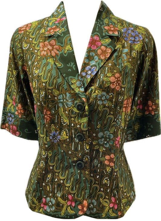 Ladies Batik Top LBT-M-GREEN-A11003