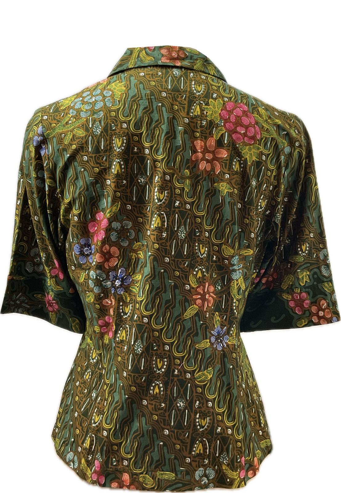 Ladies Batik Top LBT-M-GREEN-A11003