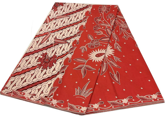 Handstamp Batik Fabric HSBF-2M-RED-90111