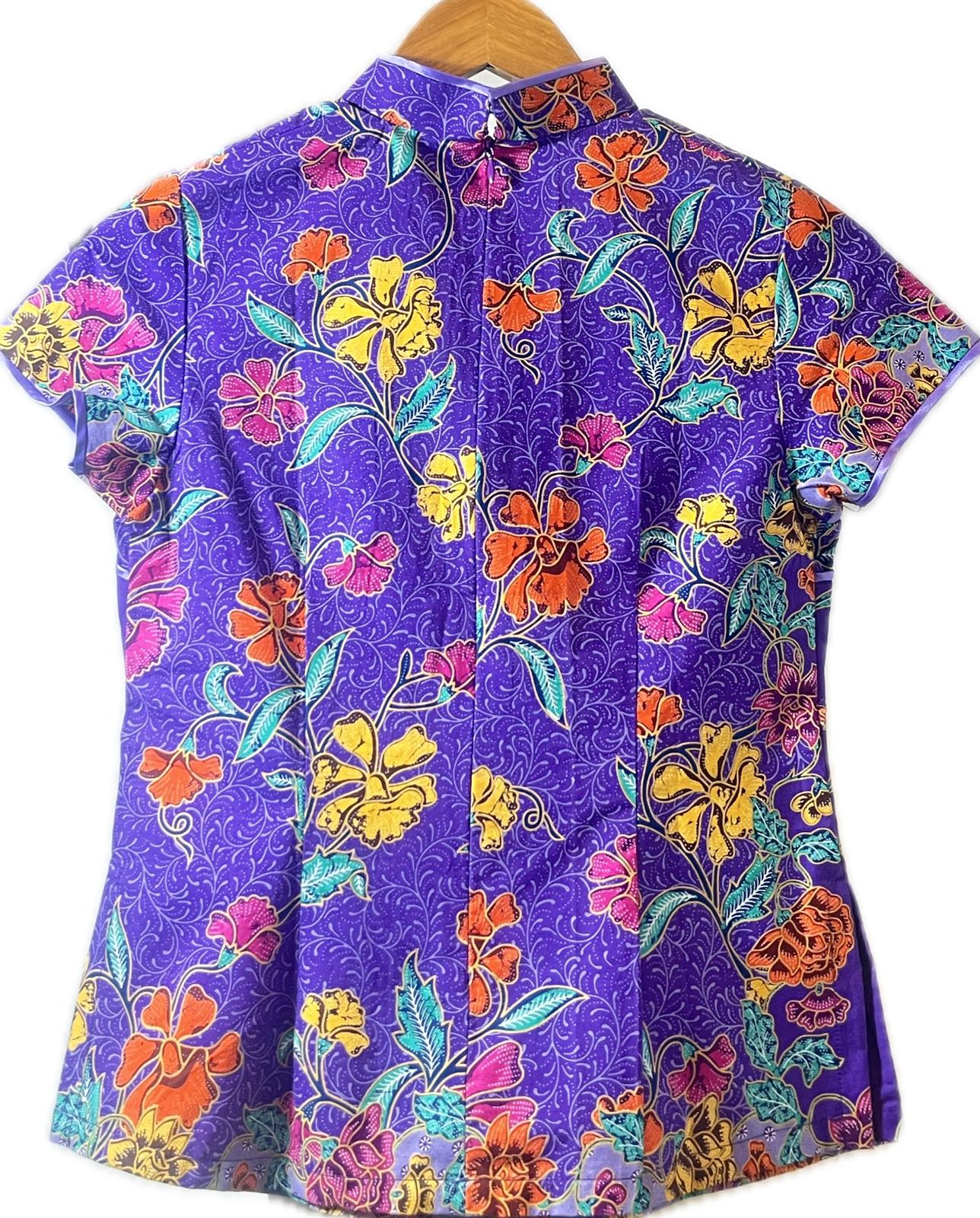 Ladies Batik Top LBT-S-PURPLE-B1003
