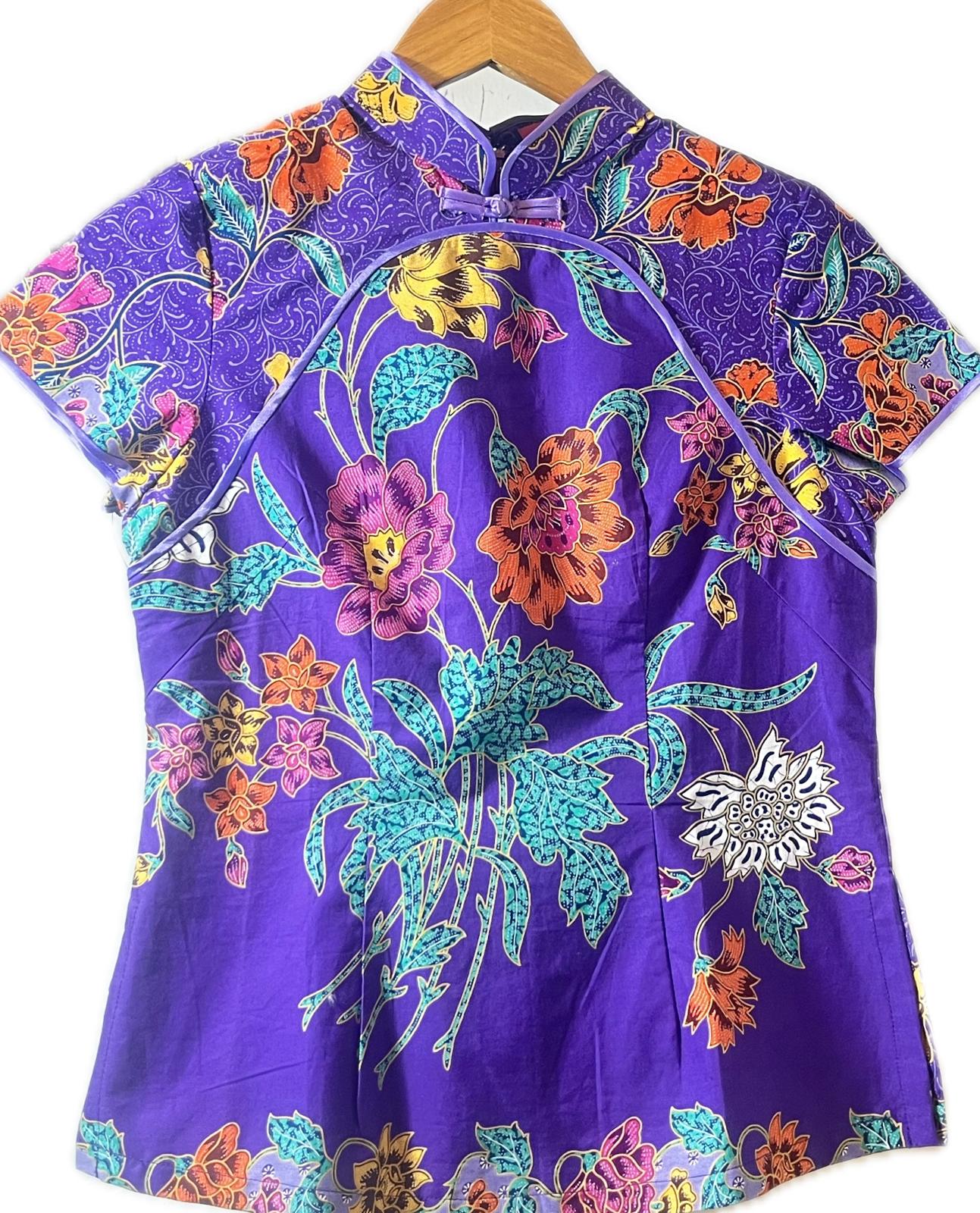 Ladies Batik Top LBT-S-PURPLE-B1003