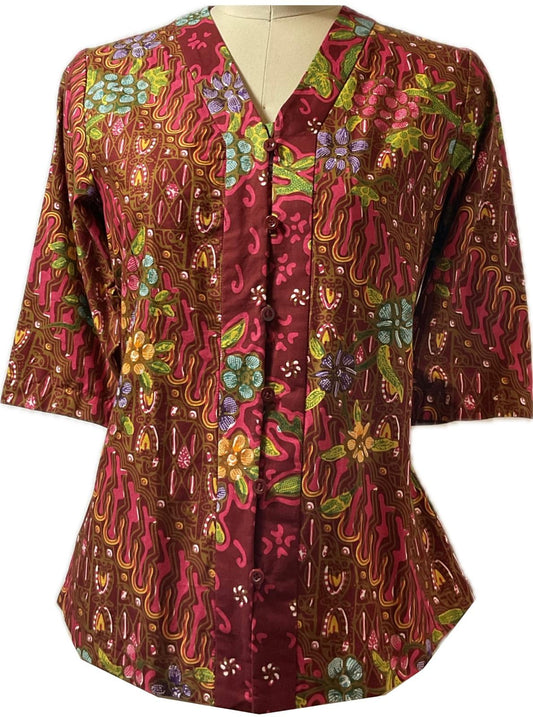 Ladies Batik Top LBT-M-RED-G11003