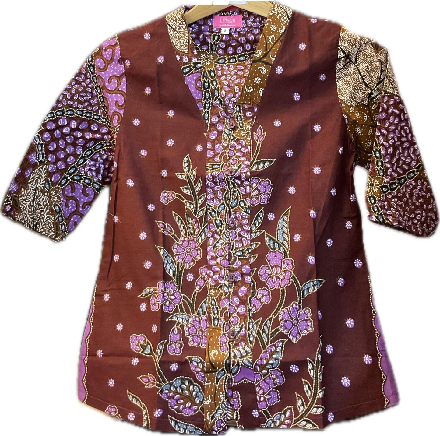 Ladies Batik Top LBT-S-BROWN-G1004