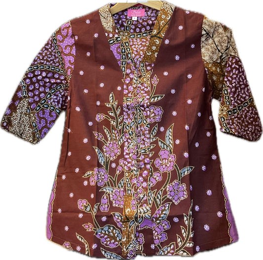 Ladies Batik Top LBT-S-BROWN-G1004