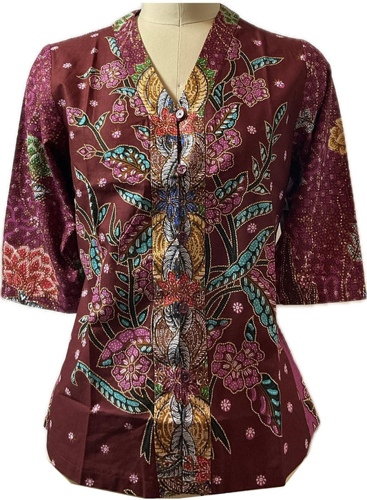Ladies Batik Top LBT-M-PURPLE-G11005