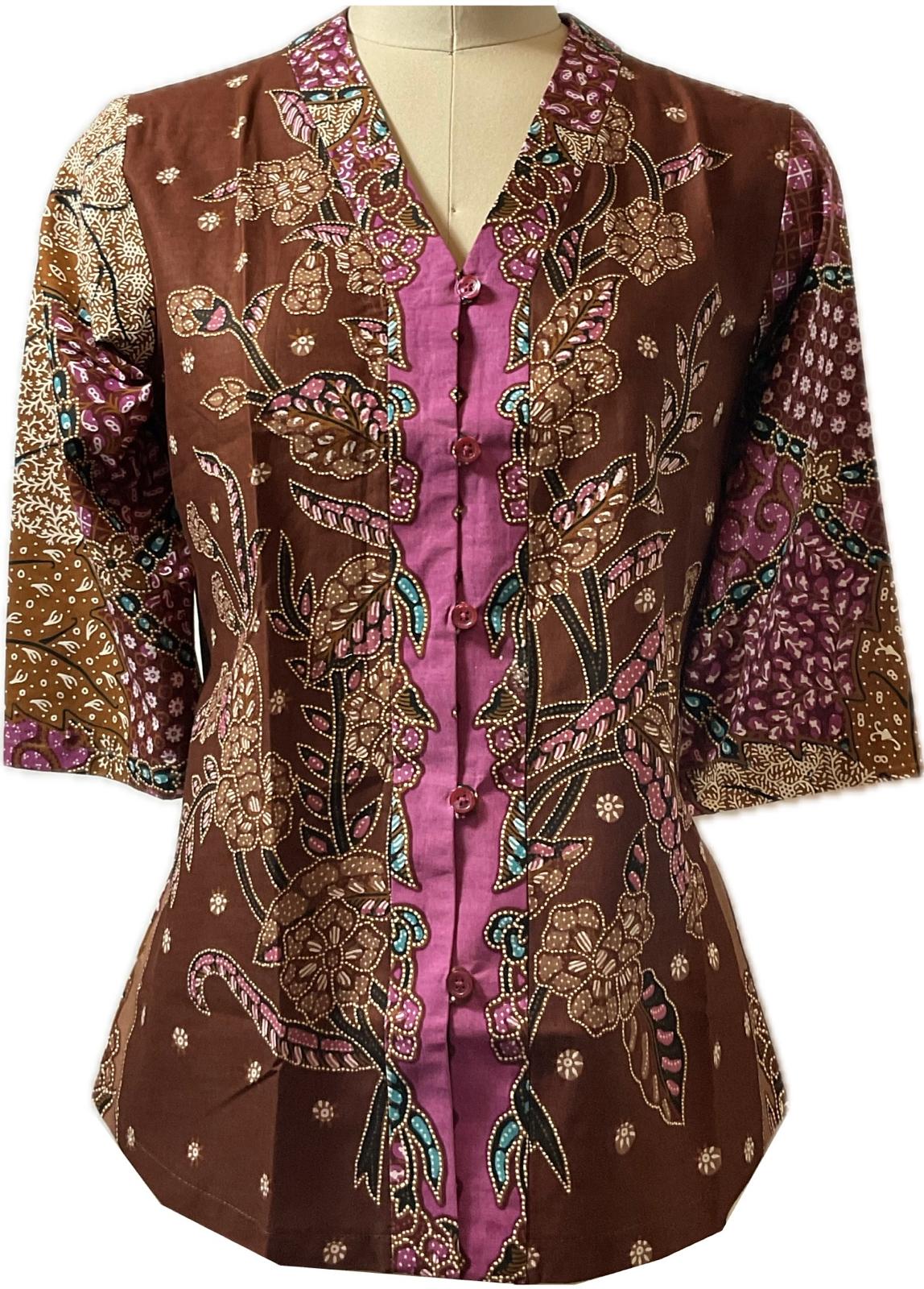 Ladies Batik Top LBT-M-BROWN-G11006