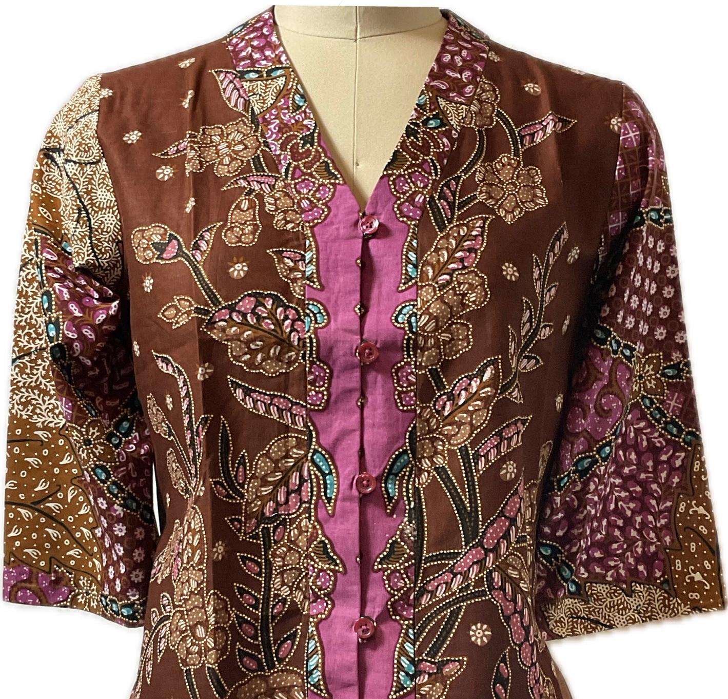 Ladies Batik Top LBT-M-BROWN-G11006