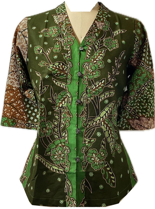 Ladies Batik Top LBT-M-GREEN-G11002
