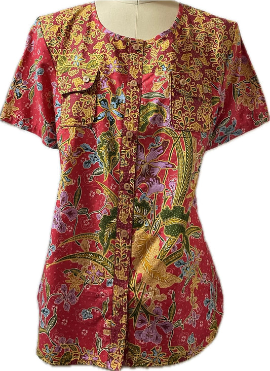 Ladies Batik Top LBT-FS-PINK-I10013