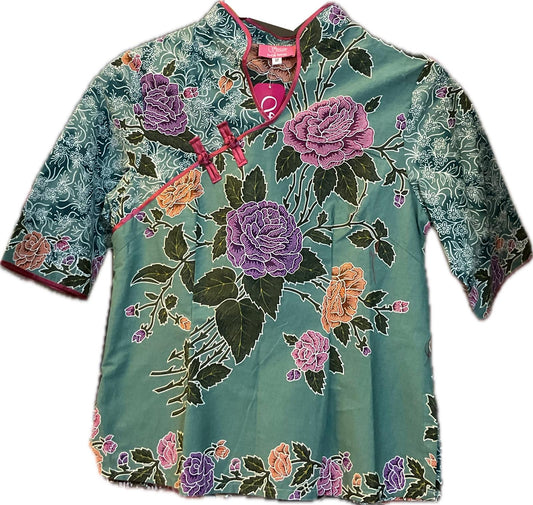 Ladies Batik Top LBT-M-GREEN-H11003