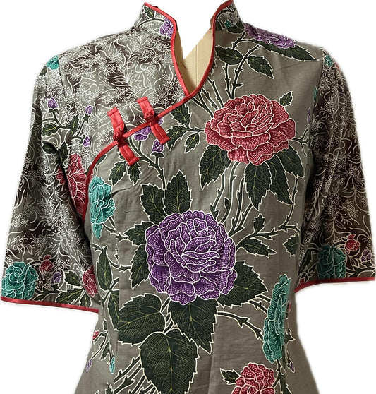 Ladies Batik Top LBT-L-GREY-H111001