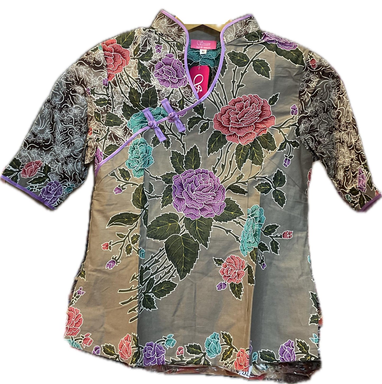 Ladies Batik Top LBT-L-GREY-H111001