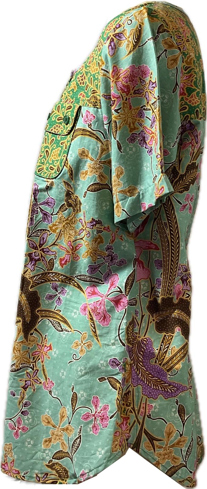 Ladies Batik Top LBT-FS-GREEN-I1009