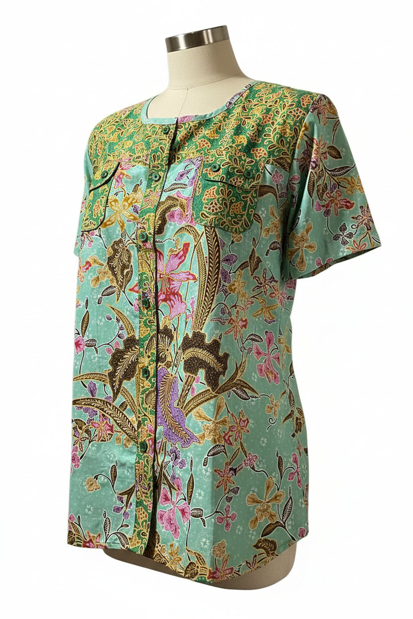 Ladies Batik Top LBT-FS-GREEN-I1005